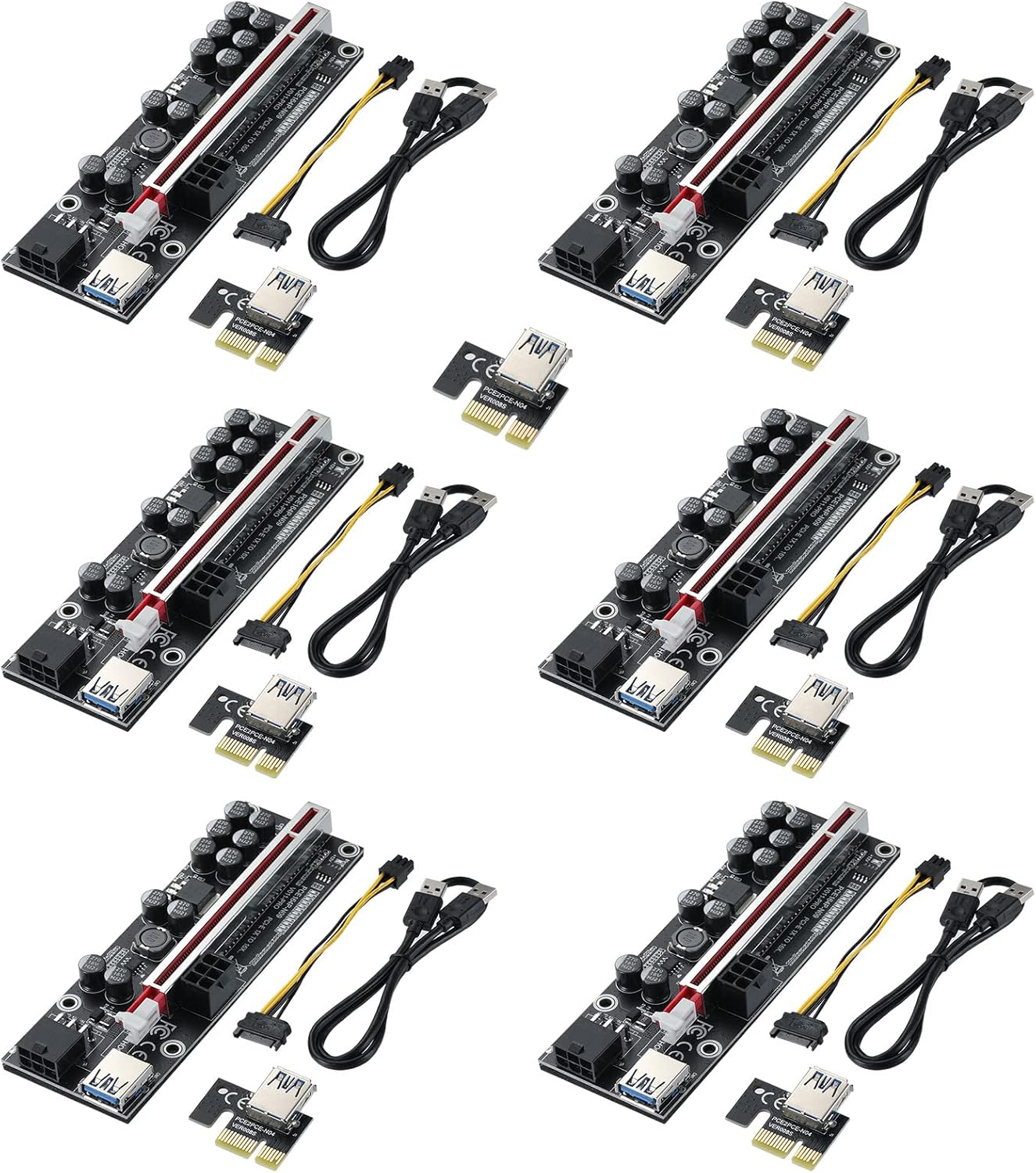 PCI-E 1X Adapter Card, 3 Upward + 2 Right Output USB 3.0 Interface, 5 Pack R3139
