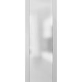 White Silk Sliding Barn Door with Frosted Glass and Stainless Steel Hardware I20452