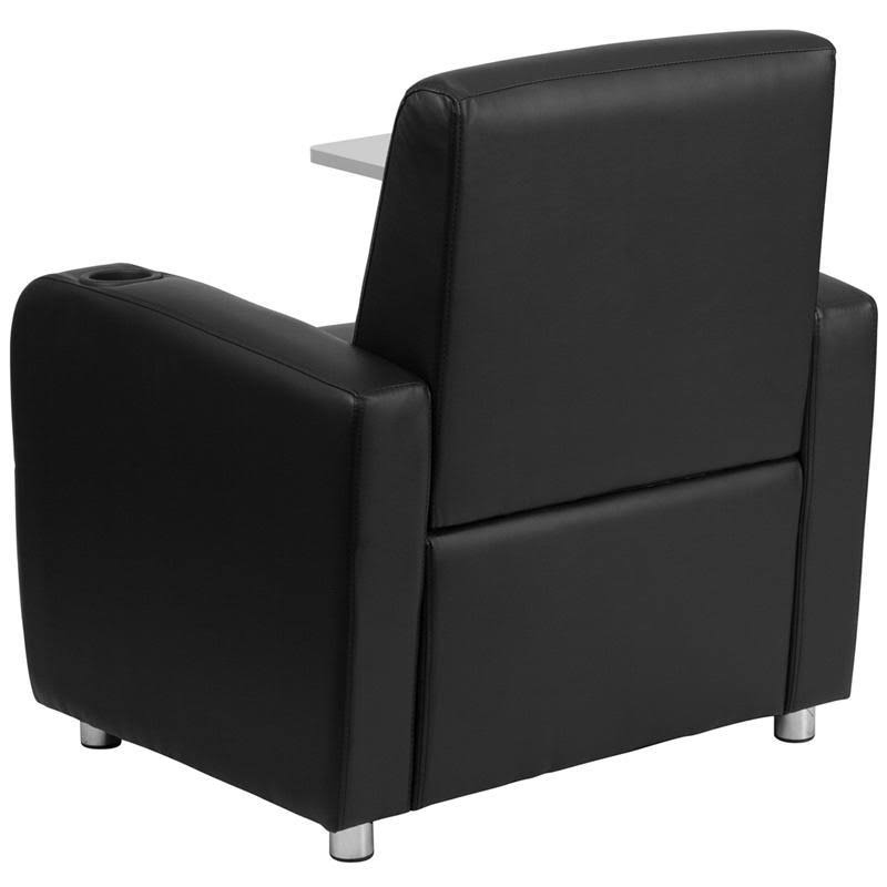Gray Leather Guest Chair with Tablet Arm and Cup Holder U360066