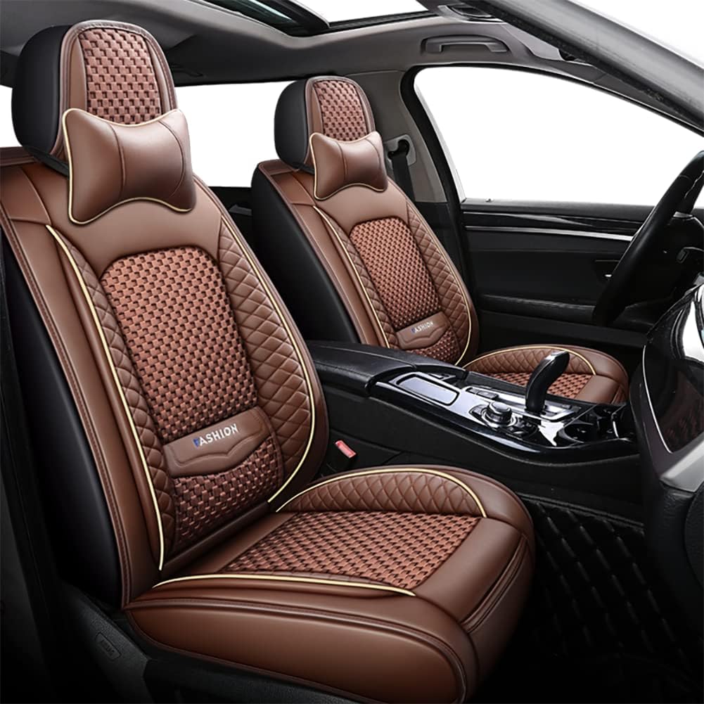 5 Seats Full Set Car Seat Covers with Lumbar Support U5139
