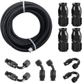 6AN PTFE E85 Braided Fuel Line Fitting Kit 10FT Transmission Oil Cooler Line Black Pack of 2 W839