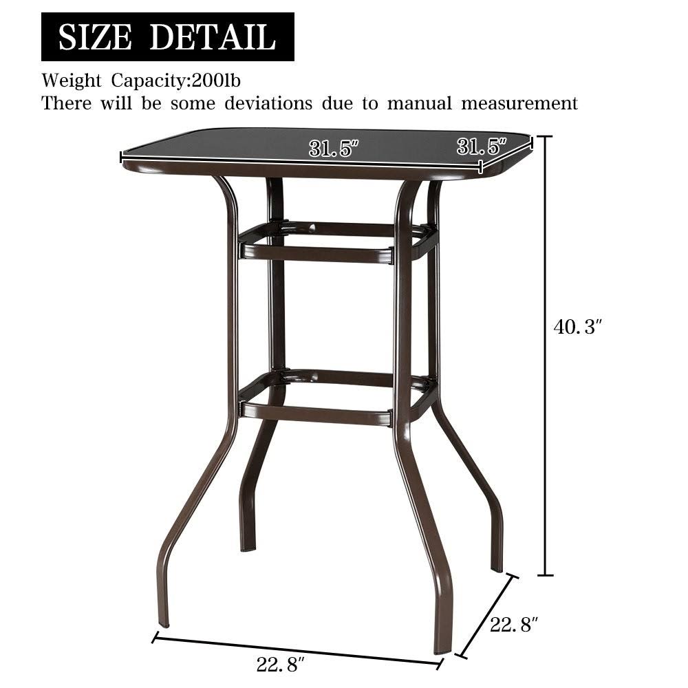 Black Wrought Iron Glass Bar Table F859