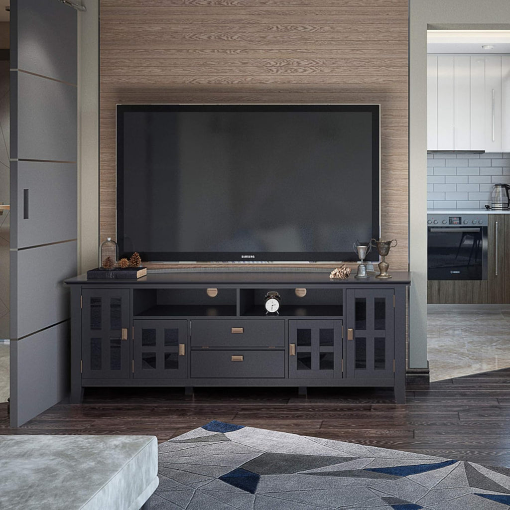 72 inch Solid Wood TV Media Stand with Glass Doors A498798