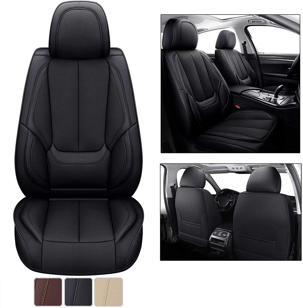 Black Waterproof Leather 6 Pieces Auto Seat Protectors A837843