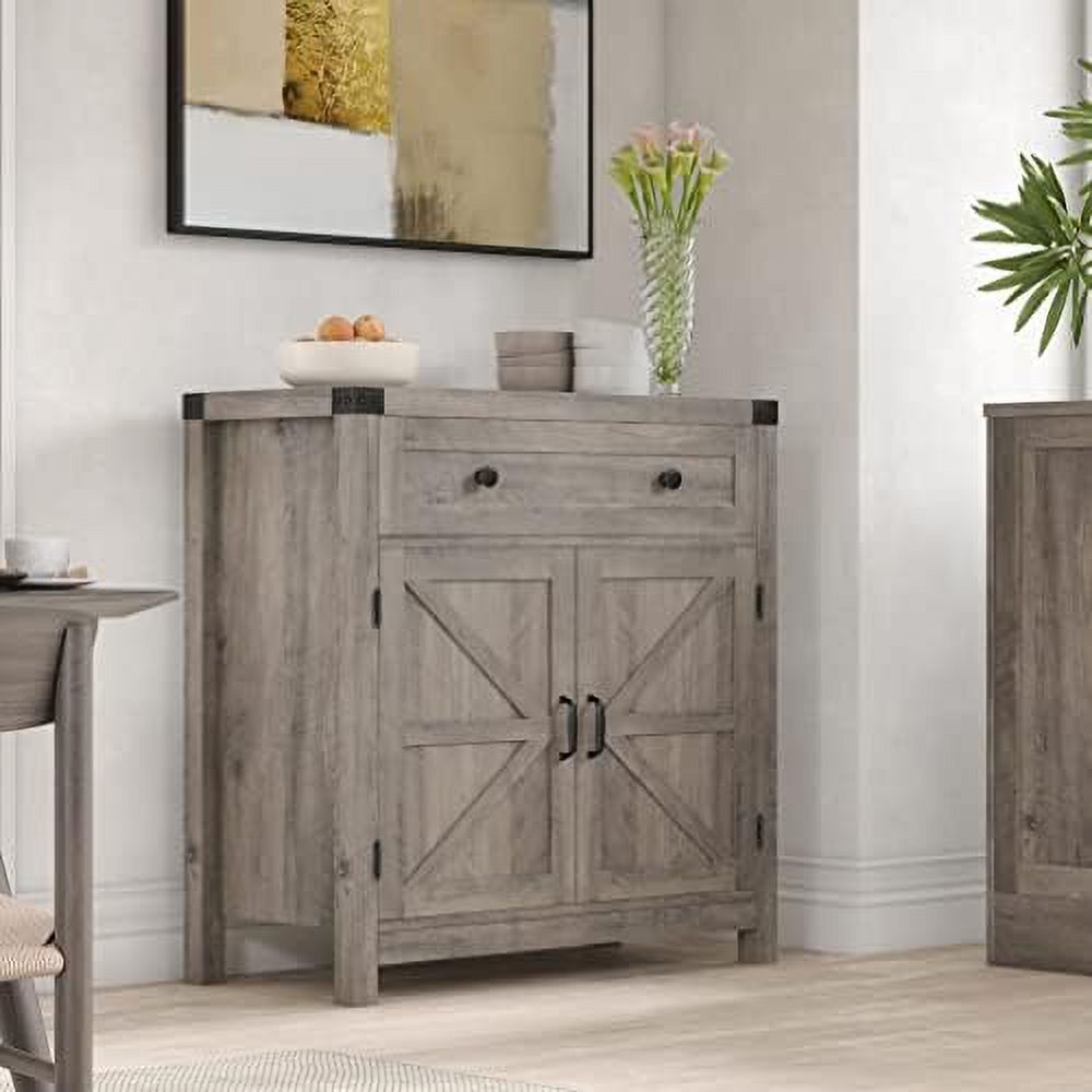 Rustic Brown Barn Door Buffet Sideboard with Drawer Z313789