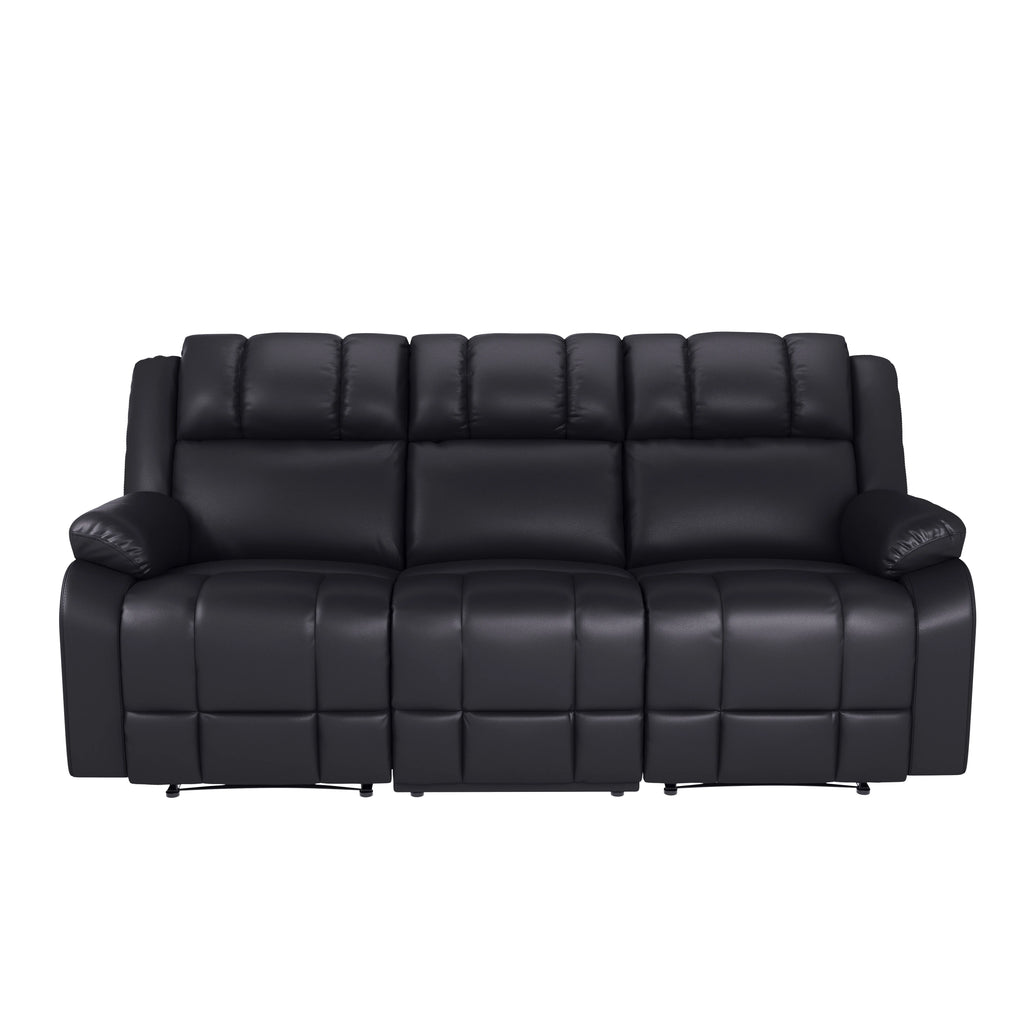 Caviar Black Faux Leather Reclining Sofa P317