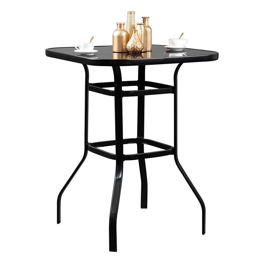 Black Wrought Iron Glass Bar Table F859