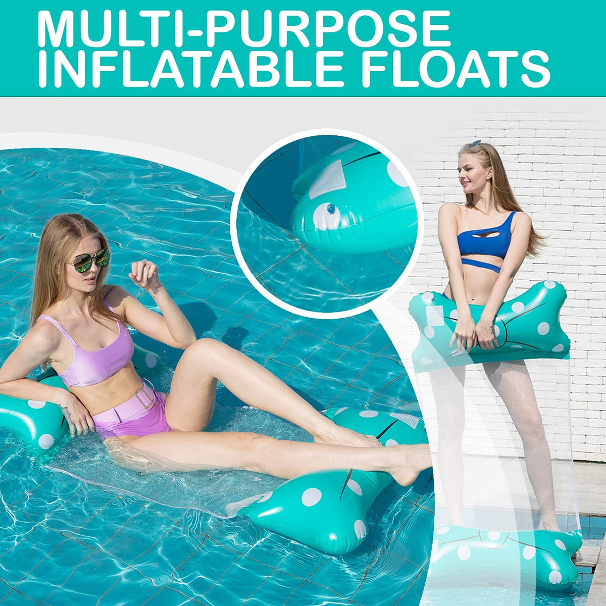 Turquoise Inflatable Pool Float Lounger D1519