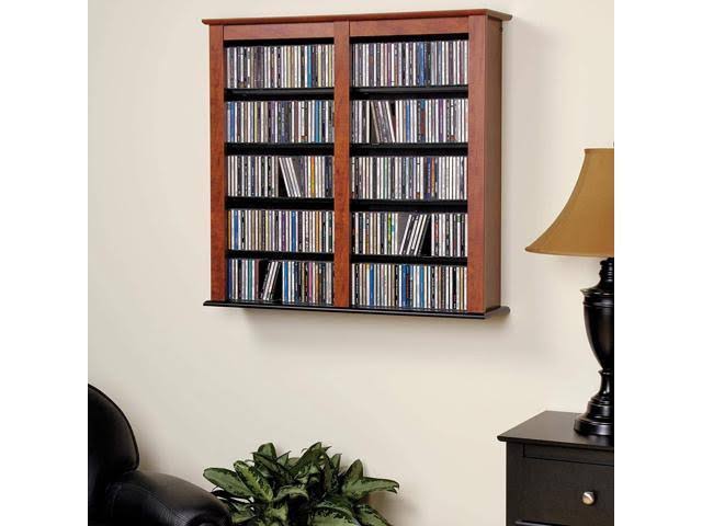 Double Wall Mounted Storage Cabinet, Cherry and Black X353468