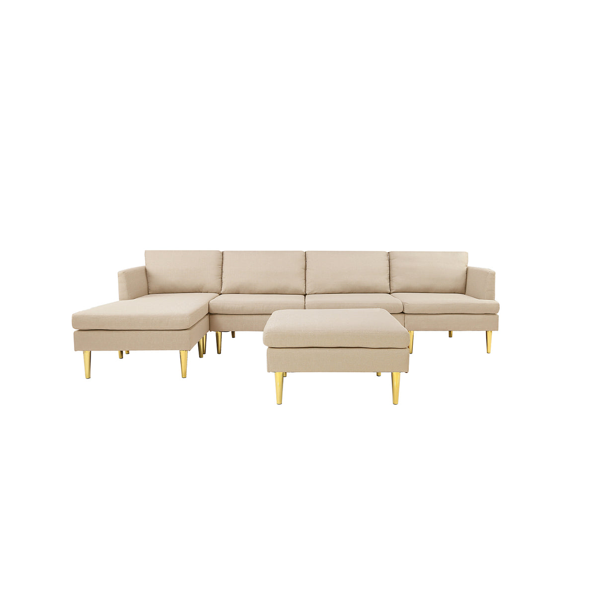 Modern Convertible Polyester Sectional Sofa with Ottoman Q7582