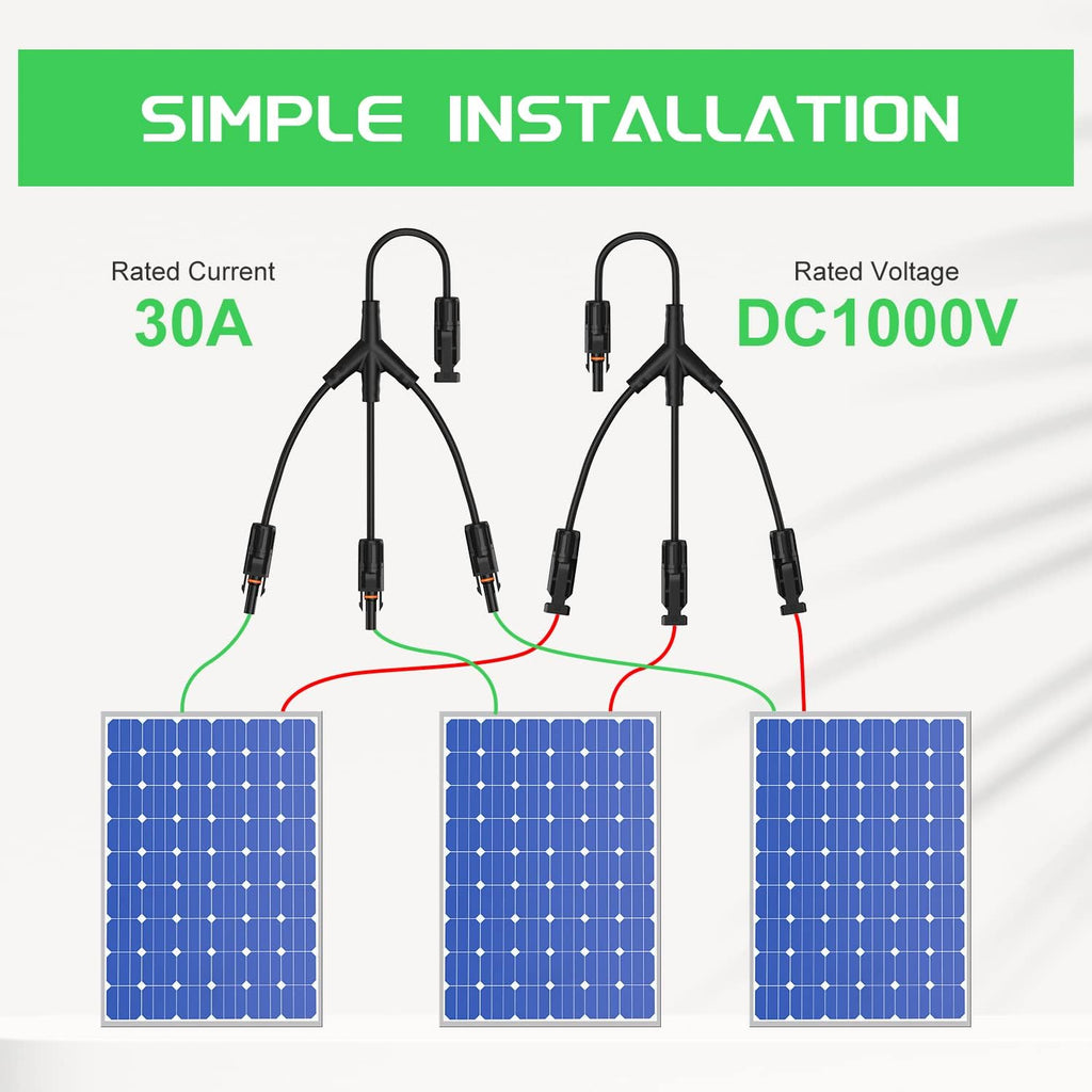 Solar Connectors 30A Y-Branch Cable Parallel Adaptor Pair for Solar Panel, Pack of 2 H352299