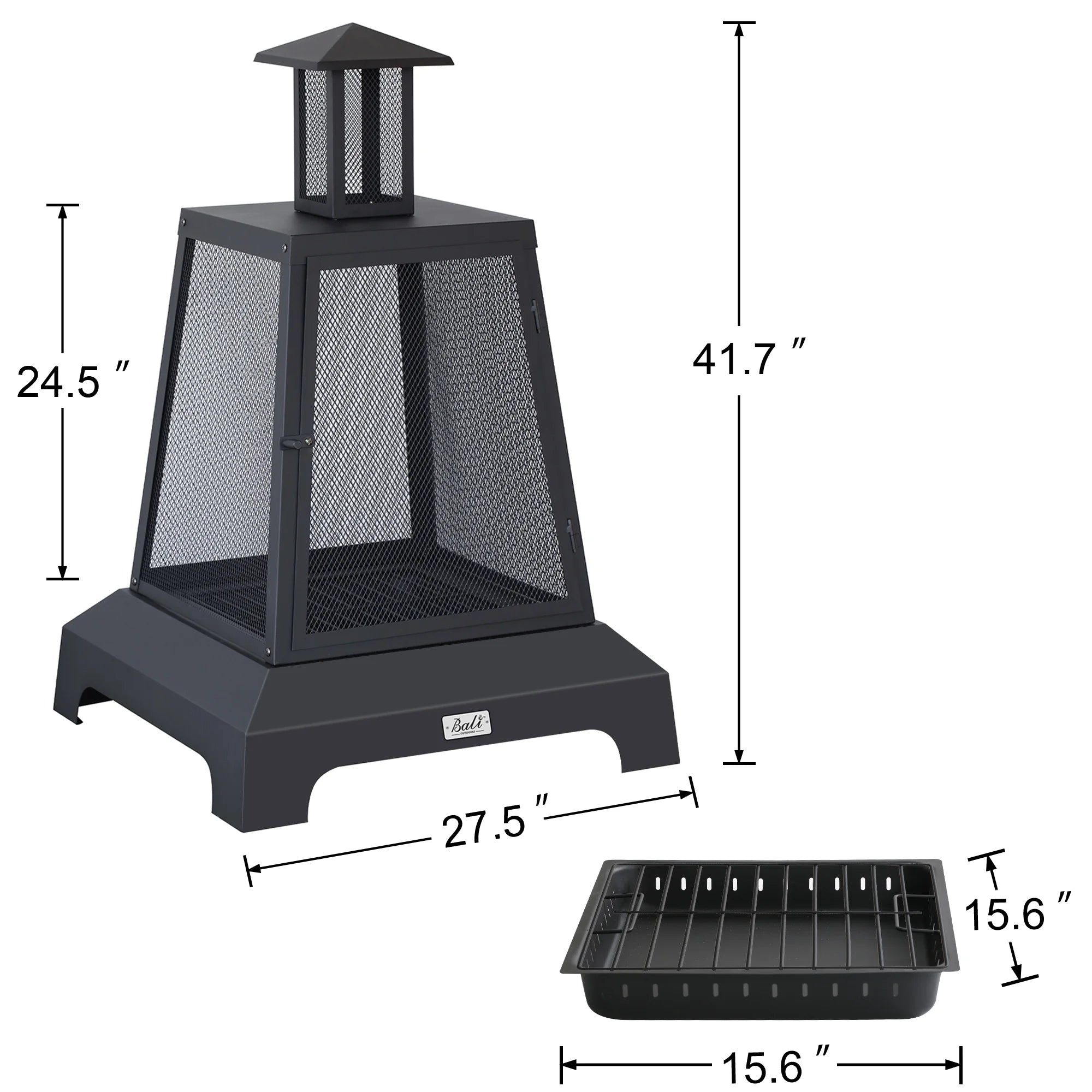 Black Steel Wood Burning Fire Pit Chimenea F191
