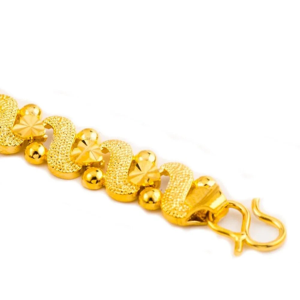 18k Gold Filled Over Silver Linked Heart Chain Bracelet Small 7-1/4" U2173