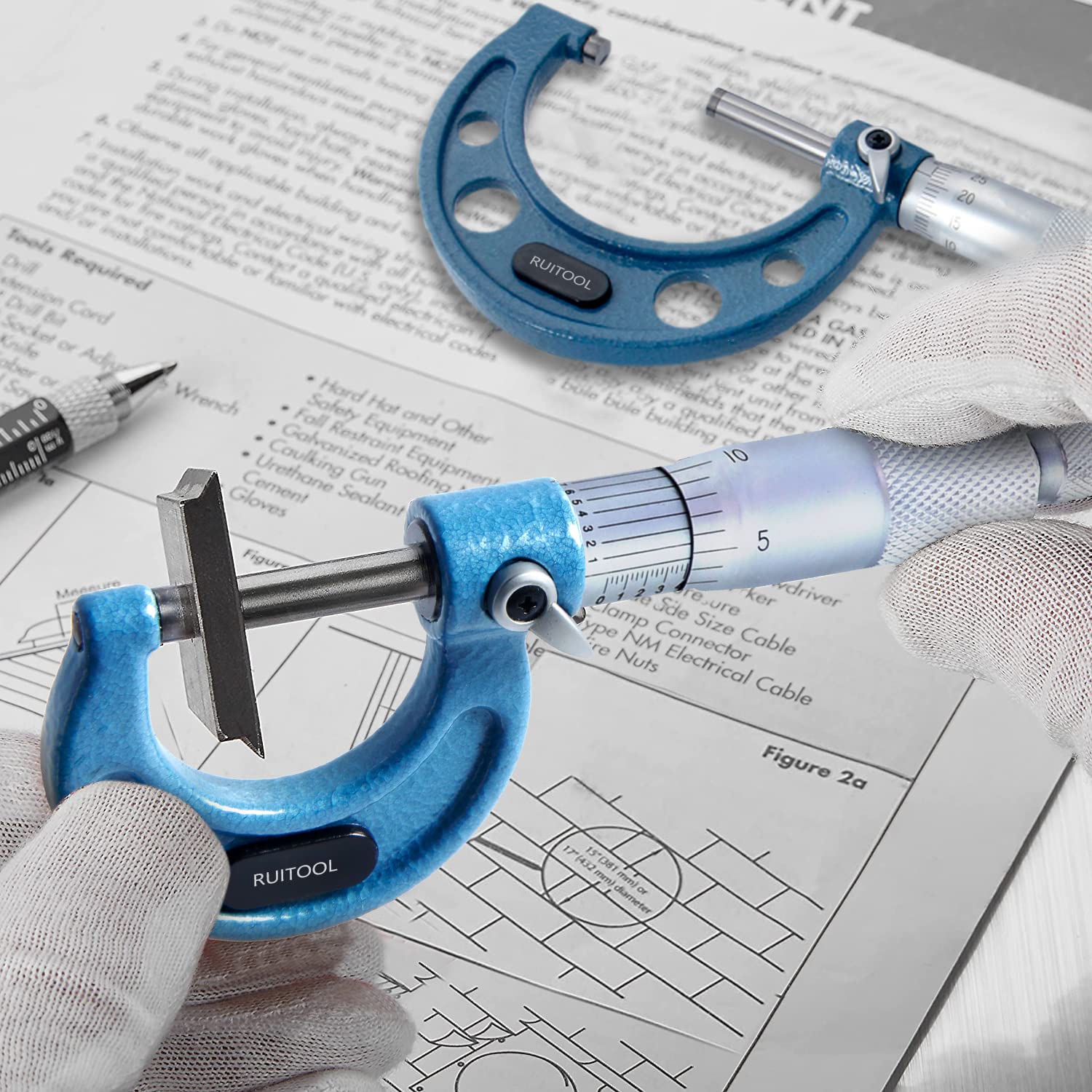 Outside Micrometer Set 0-4inch Range 0.0001" Graduation with Standards, Ratchet Stop, Carbide Heads 4Pcs K983