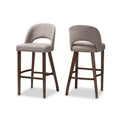 Light Grey Fabric Upholstered Wood Bar Stool Set of 2 W121401