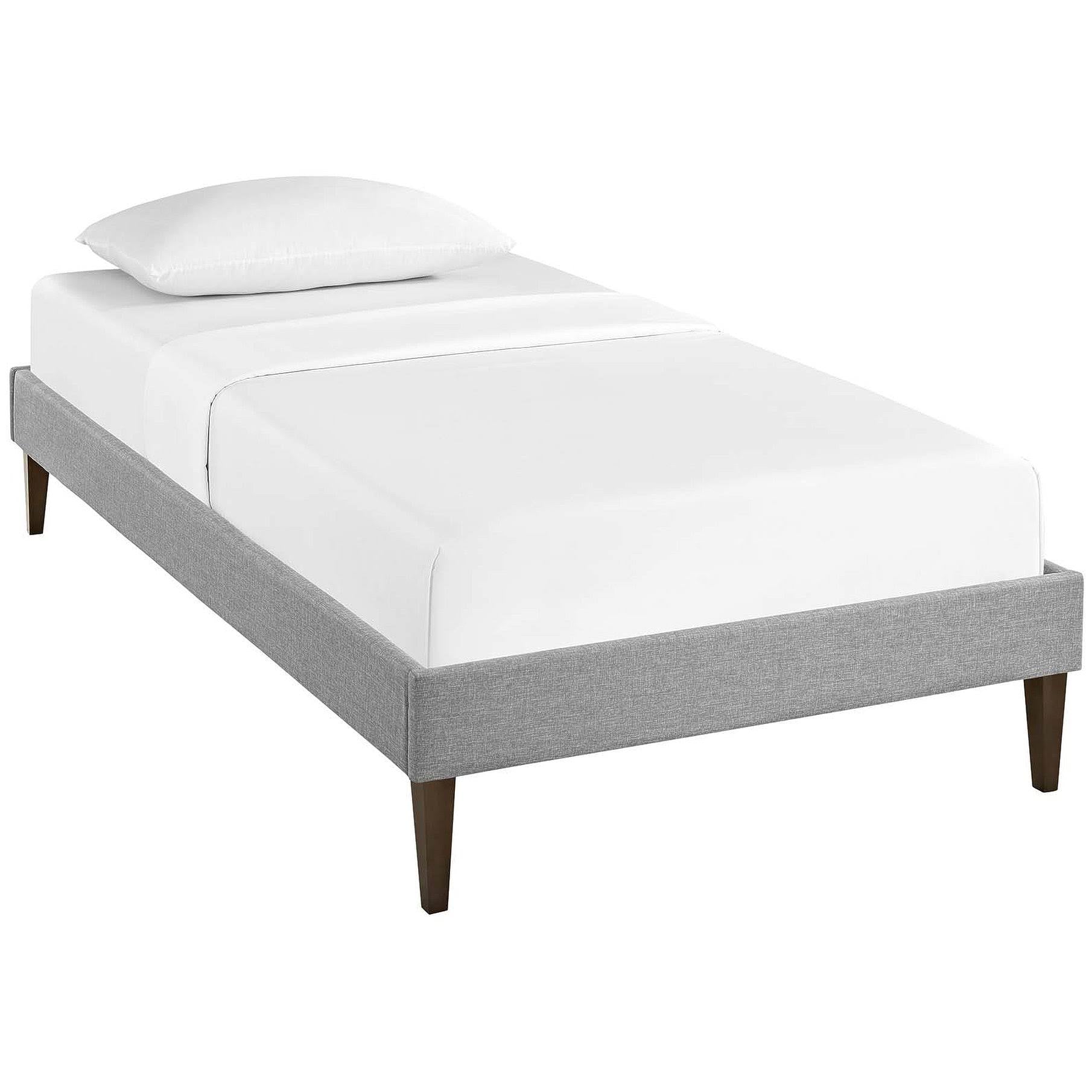 Twin Fabric Bed Frame with Squared Tapered Legs, Light Gray K8997