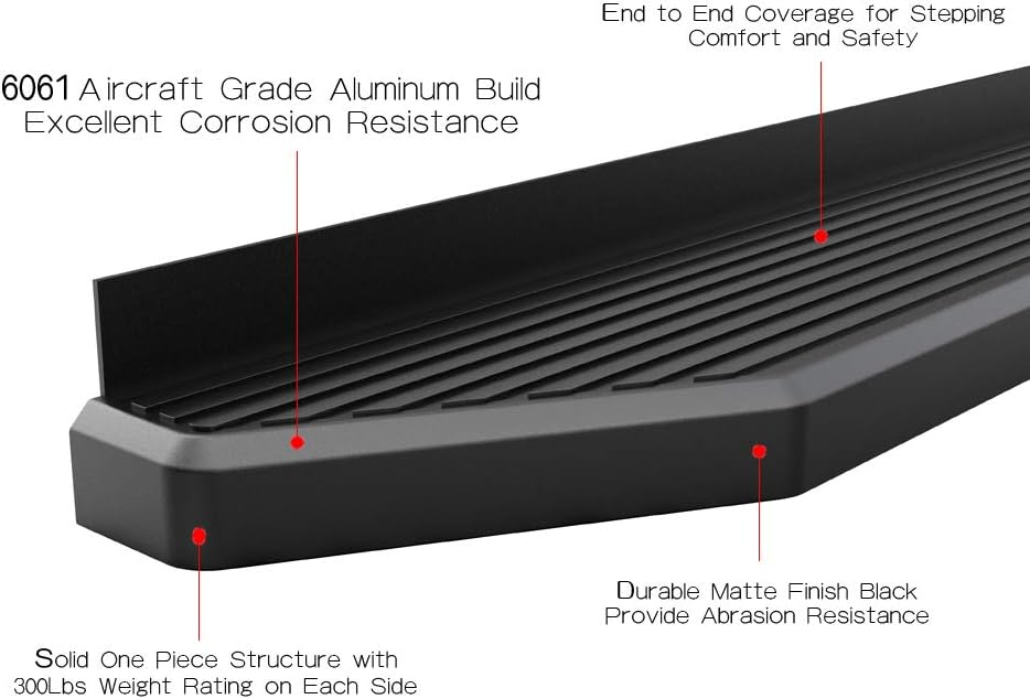 Black Powder Coated Aluminum Running Boards F87701