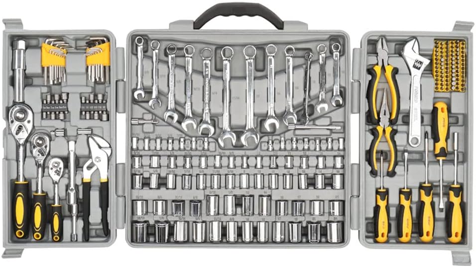 205 Piece General Household Hand Tool Kit with Plastic Toolbox Storage Case V353421