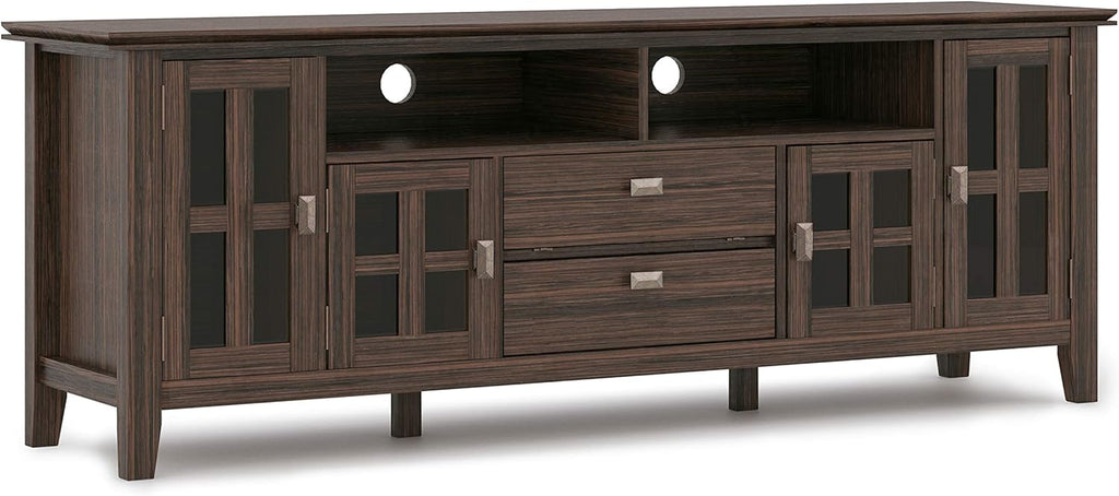 72 inch Solid Wood TV Media Stand with Glass Doors A498798