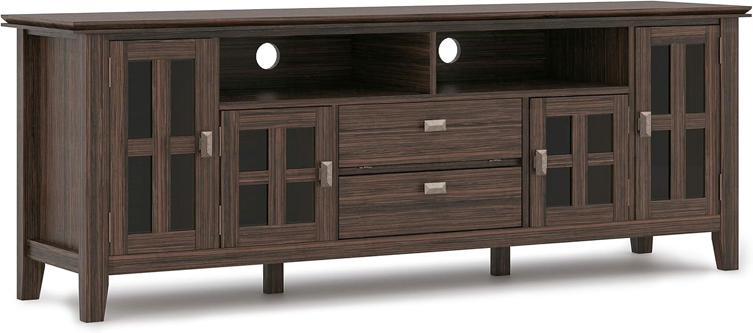 72 inch Solid Wood TV Media Stand with Glass Doors A498798