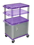 Purple and Nickel Rolling Utility Cart with Cabinet I748027