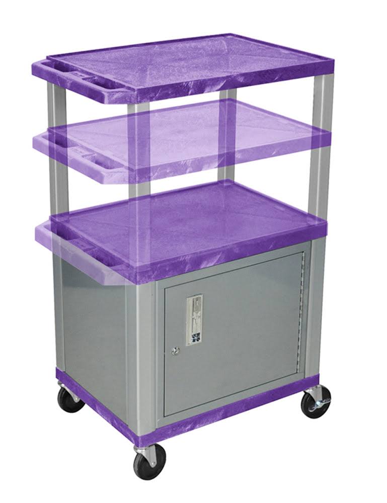 Purple and Nickel Rolling Utility Cart with Cabinet I748027
