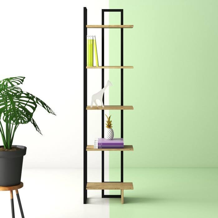 Tall Metal Wood Corner Bookcase S2112