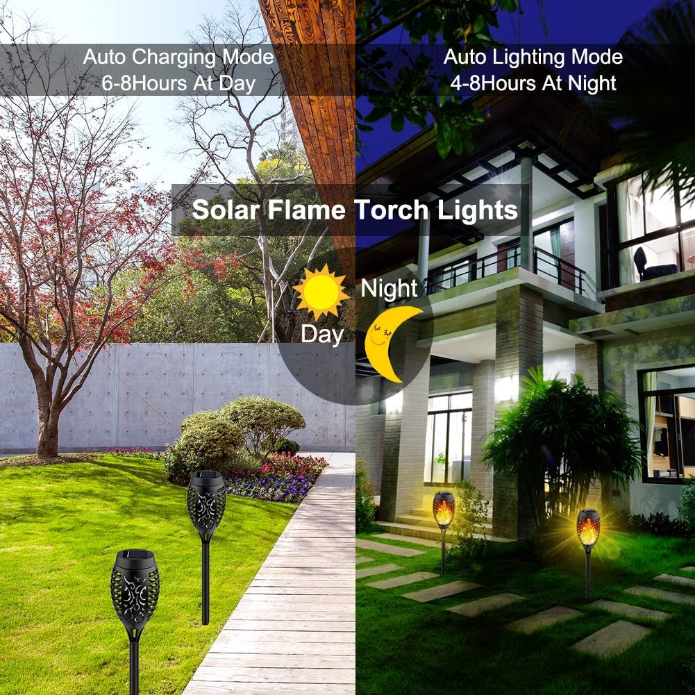 8Pack Solar Torch Light with Flickering Flame F365