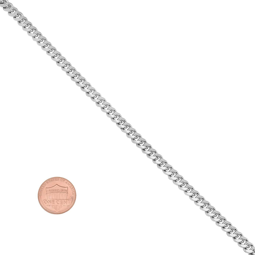 Rhodium Plated Flat Beveled Curb Choker Chain Necklace, 16 inches Y975
