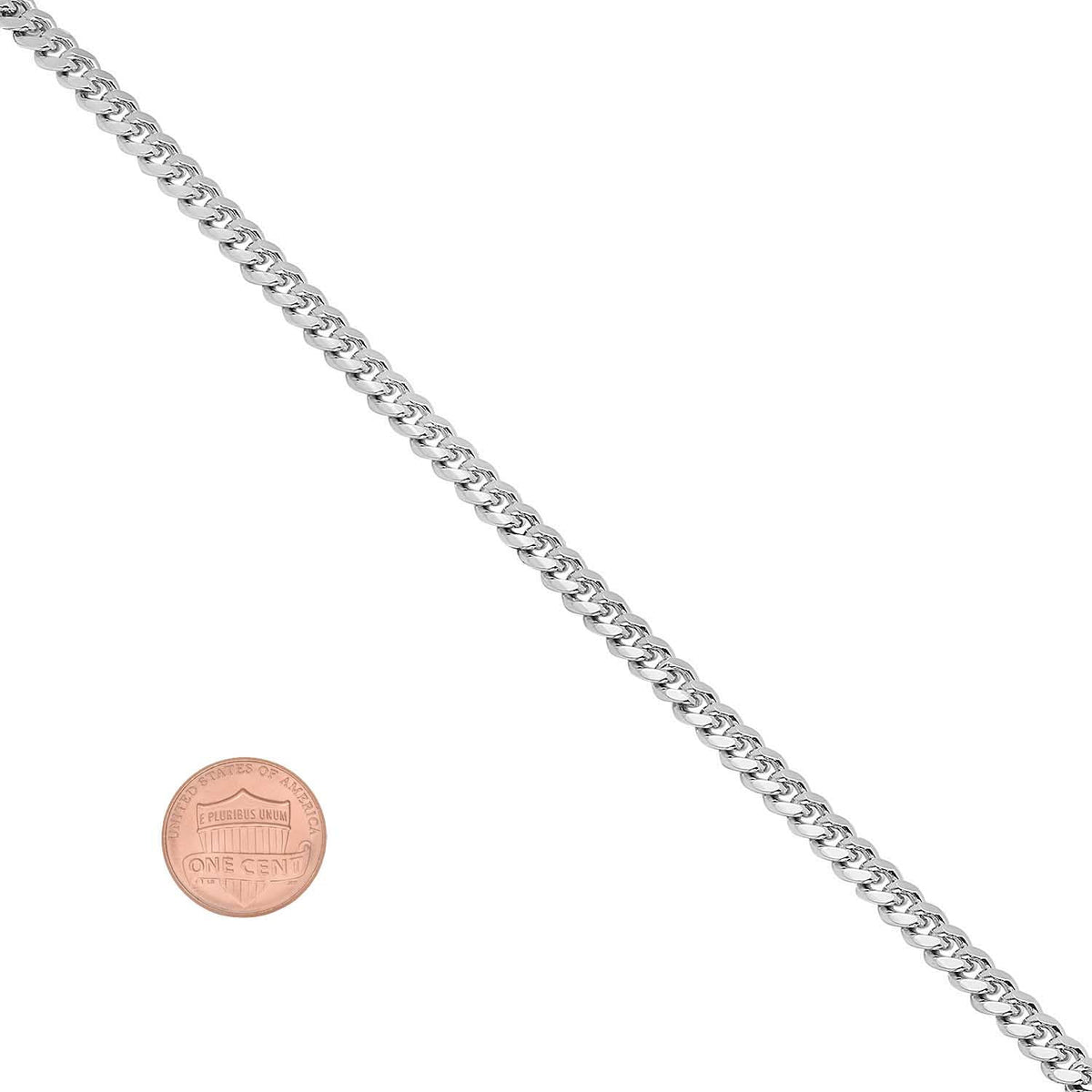 Rhodium Plated Flat Beveled Curb Choker Chain Necklace, 16 inches Y975