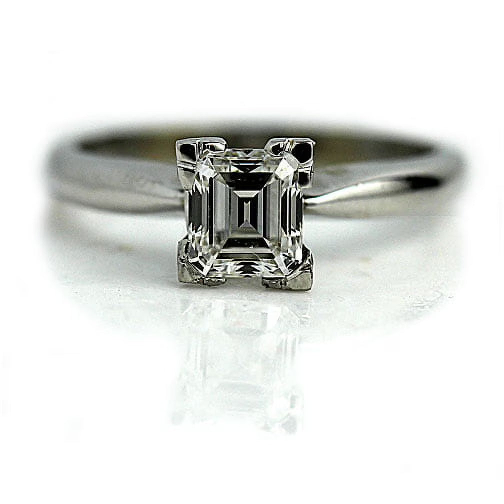14k White Gold Asscher Cut Diamond Engagement Ring .91ctw L726247