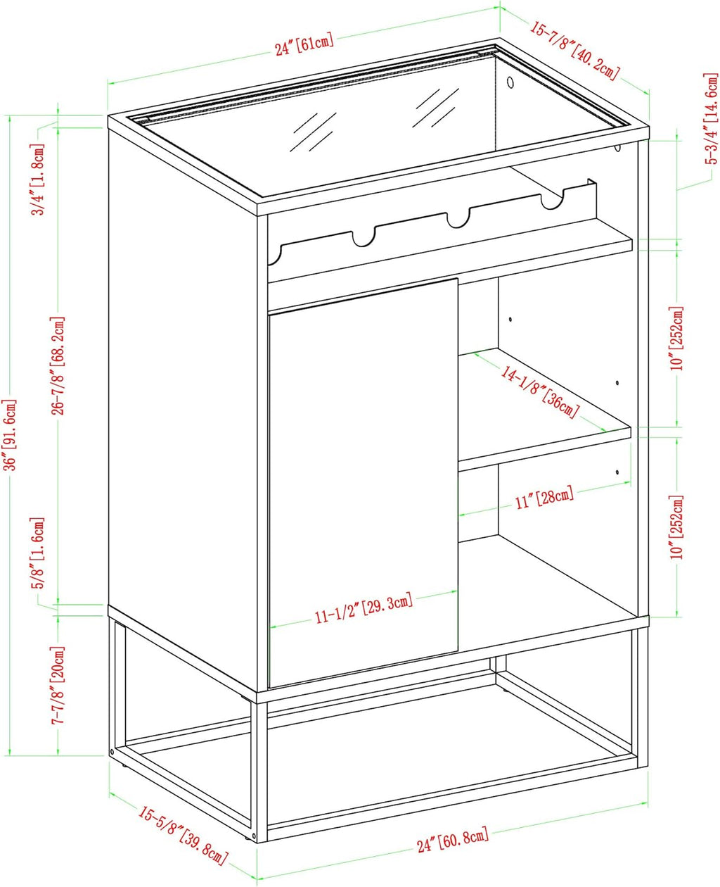 Rustic Oak Wood and Glass Bar Cabinet S110605