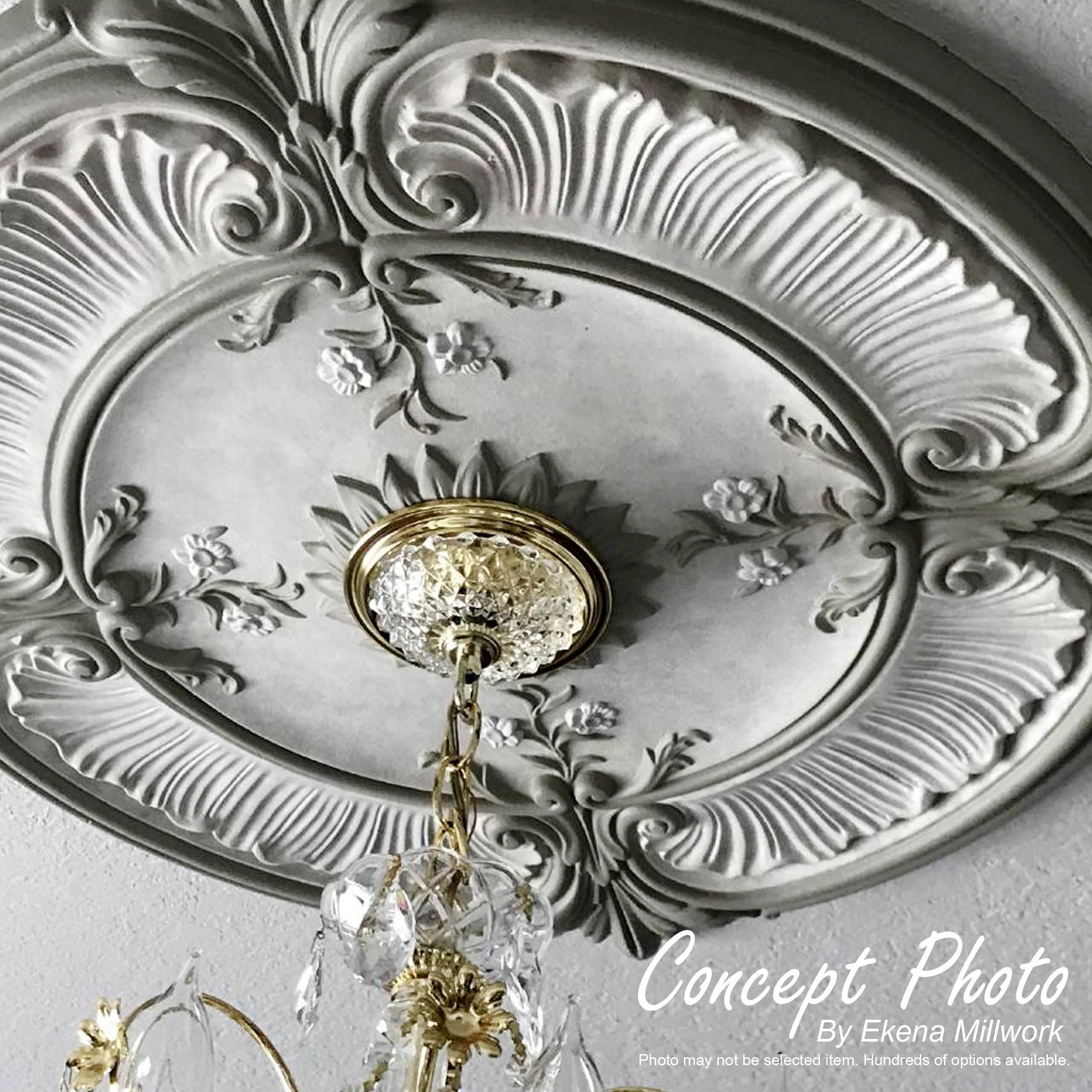 12 1/4x22OD x 7 1/2x22ID x 7/8x22P Ribbon with Bow Ceiling Medallion, Hand-Painted Pale Gold K446