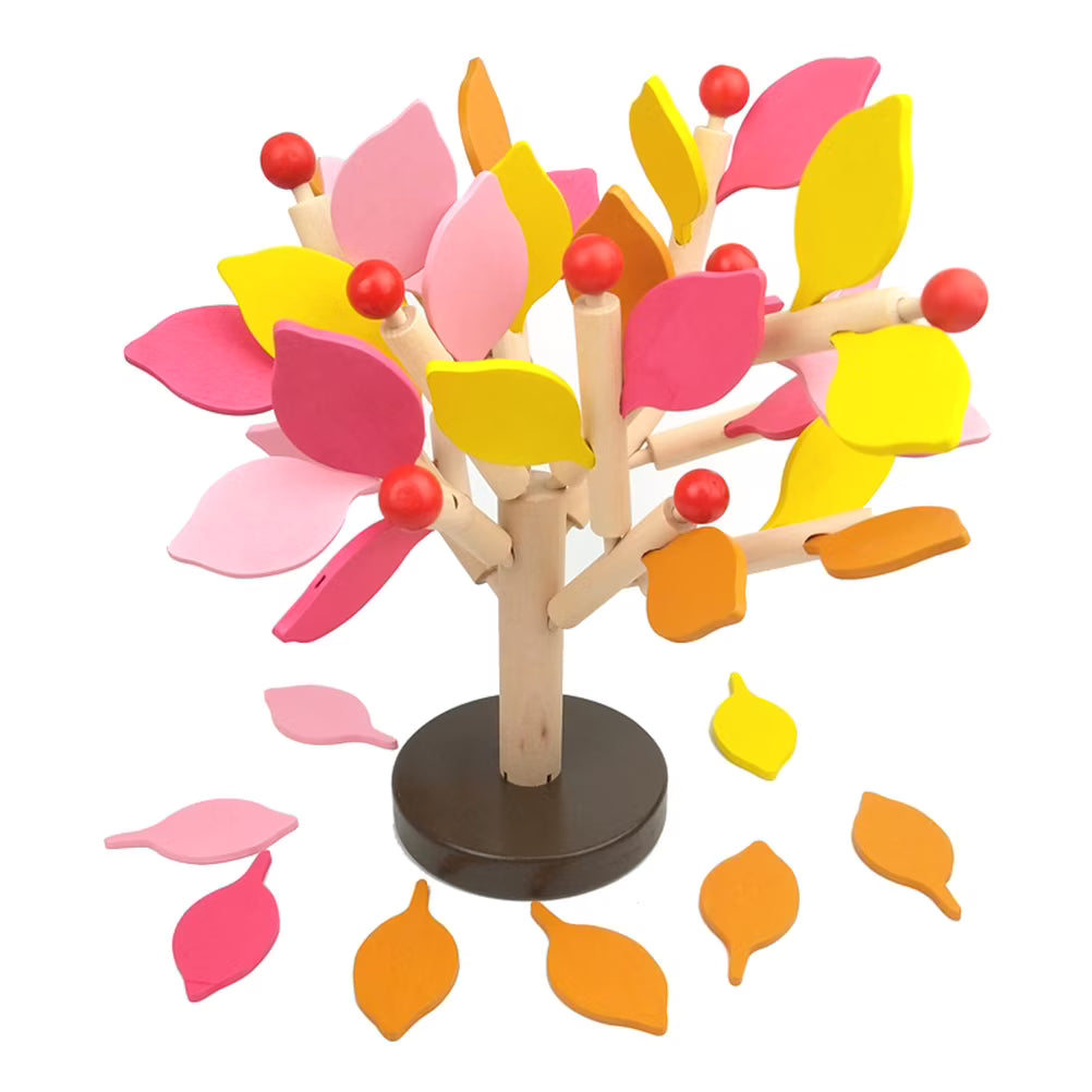 Creative Wooden Tree Blocks with Leaves 3D Building Set Toy G27856