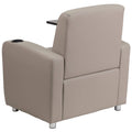 Gray Leather Guest Chair with Tablet Arm and Cup Holder U360066
