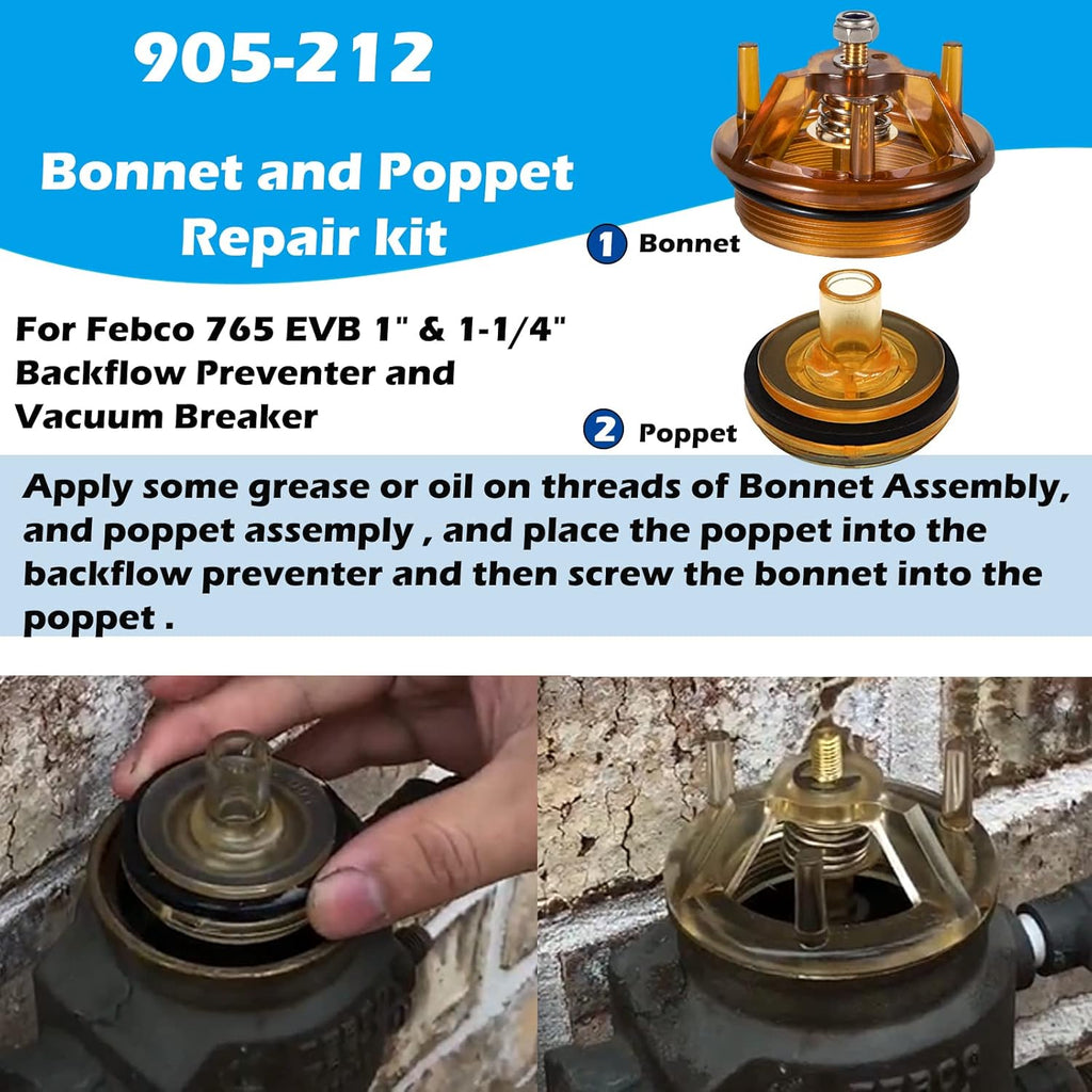 Bonnet and Poppet Repair Kit & Check Valve Assembly Repair Kit & Canopy for 765 Backflow Preventer and Vacuum Breaker V447