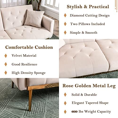 White Teddy Upholstered Futon Sofa Bed with 3 Adjustable Positions R1262