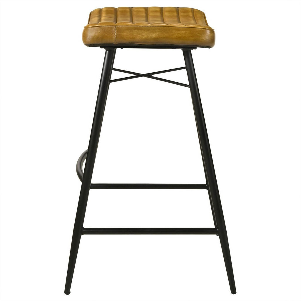 Antique Camel/Black Leather Bar Stool Y573
