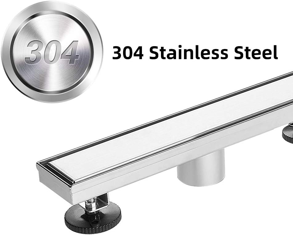 Linear Shower Drain 24 inch with Tile Insert 2-in-1 Panel, Brushed 304 Stainless Steel, Pack of 2 Y71964