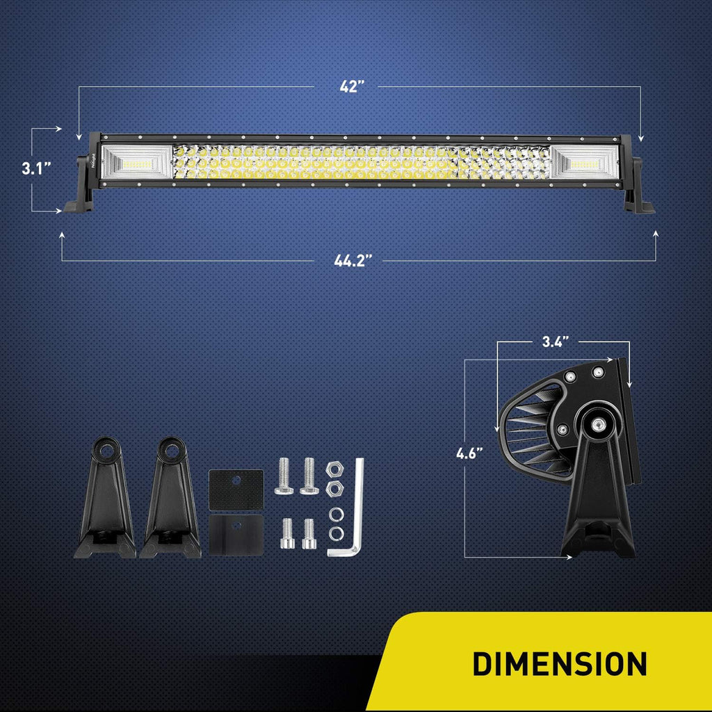 LED Light Bar 42Inch 648W Triple Row Flood Spot Combo 43000LM Driving Lights Z4930