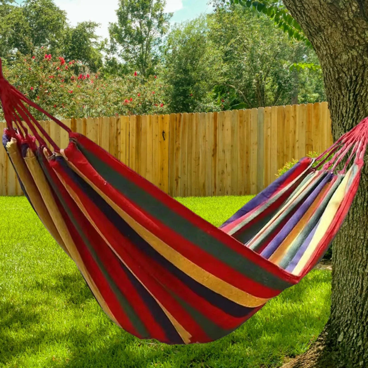 Red Canvas Camping Hammock 190x150cm C7916