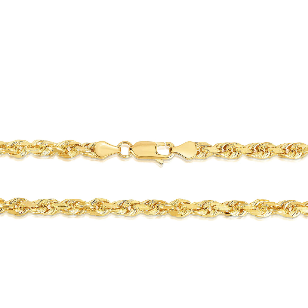 14K Yellow Gold 6mm Solid Rope Chain Necklace O680