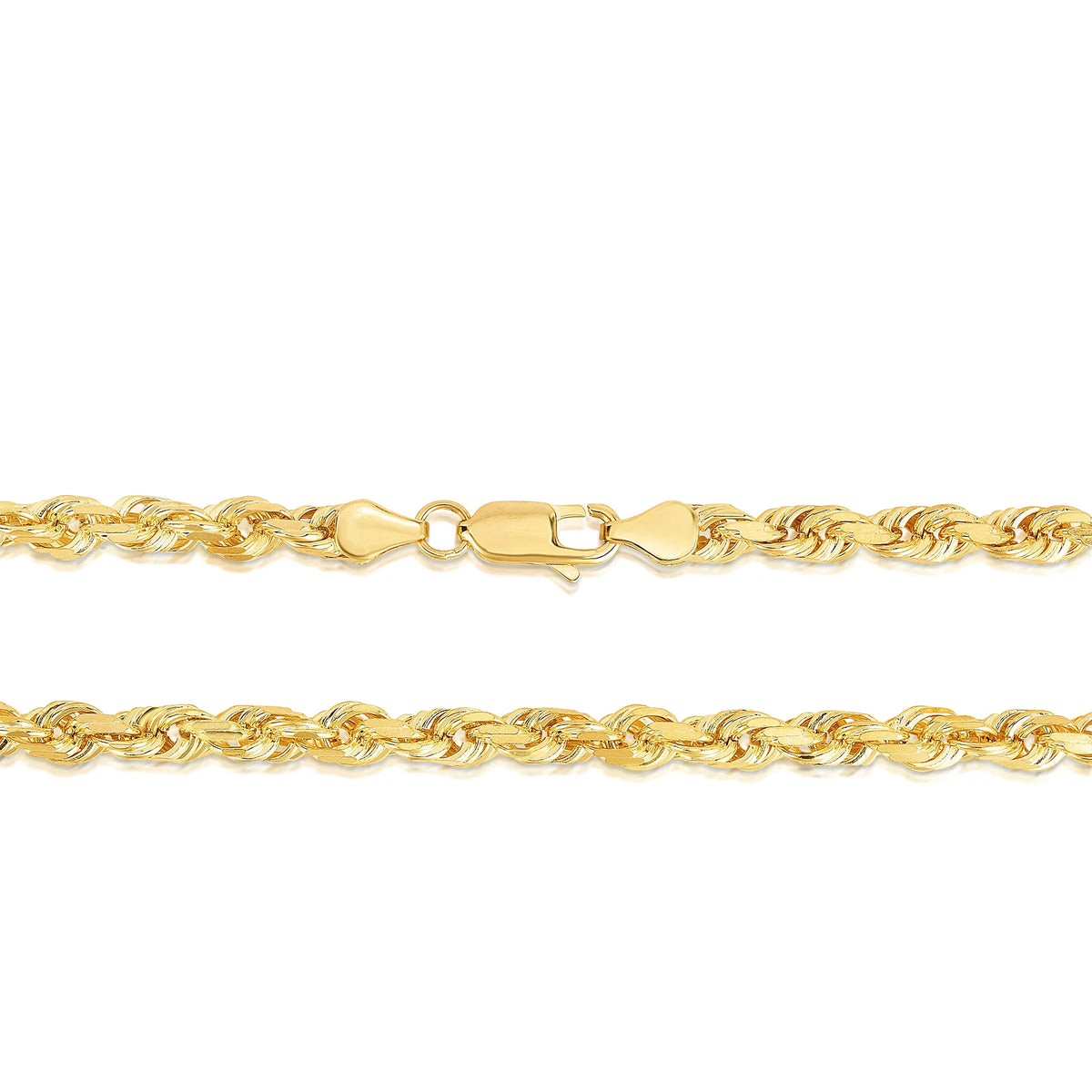 14K Yellow Gold 6mm Solid Rope Chain Necklace O680