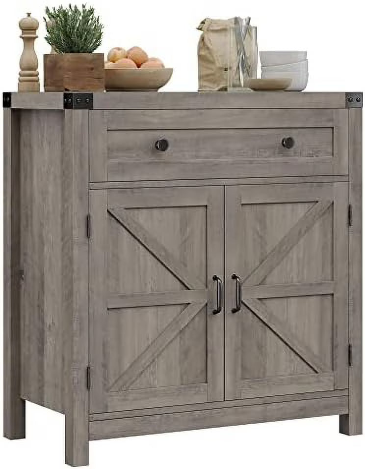 Rustic Brown Barn Door Buffet Sideboard with Drawer Z313789
