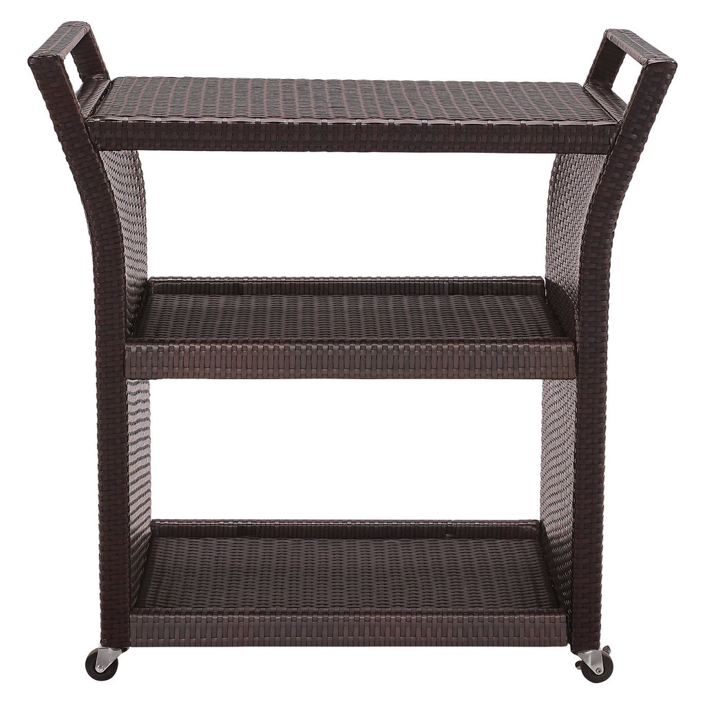 Brown Wicker Bar Cart P76387