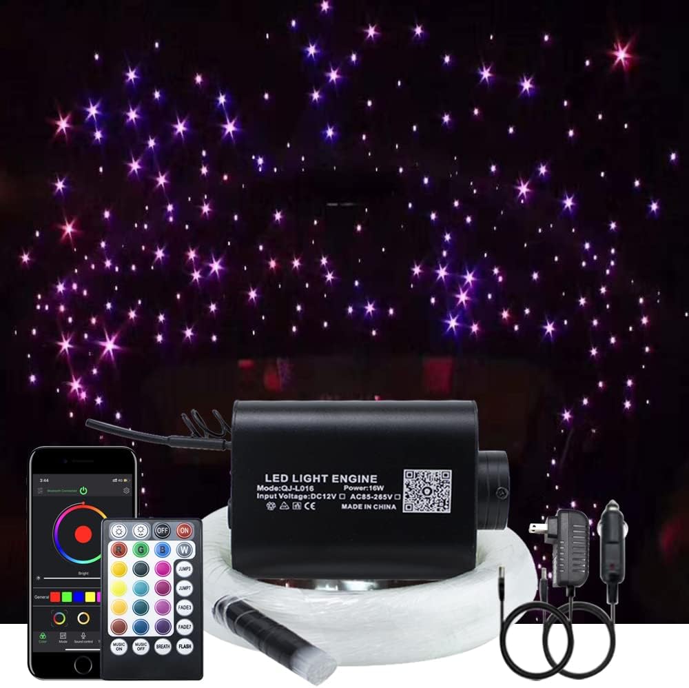 16W Fiber Optic Star Ceiling Light Kit with 28key RF Remote, 335pcs Mixed Fiber Cable 13.1ft V770