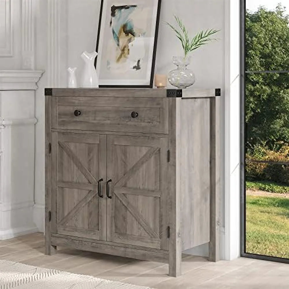 Rustic Brown Barn Door Buffet Sideboard with Drawer Z313789
