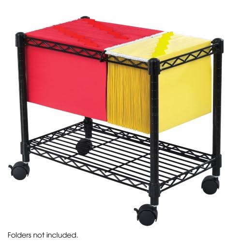 Black Steel Rolling File Storage Cart D1639