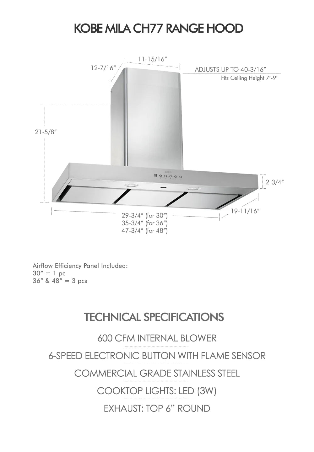 30-Inch Wall Mount Range Hood in Stainless Steel W30935