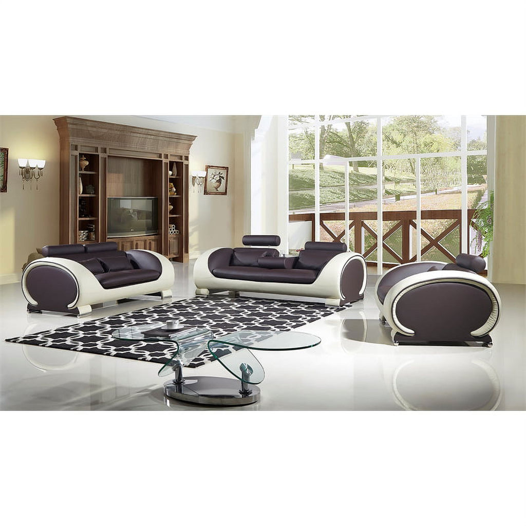 Dark Chocolate Brown and Cream Faux Leather Chair N5198
